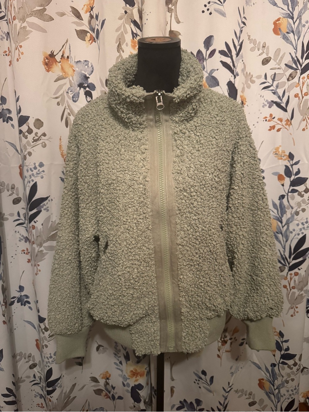 Promesa Sage Green Teddy Sherpa Zip Jacket Size Small B 3